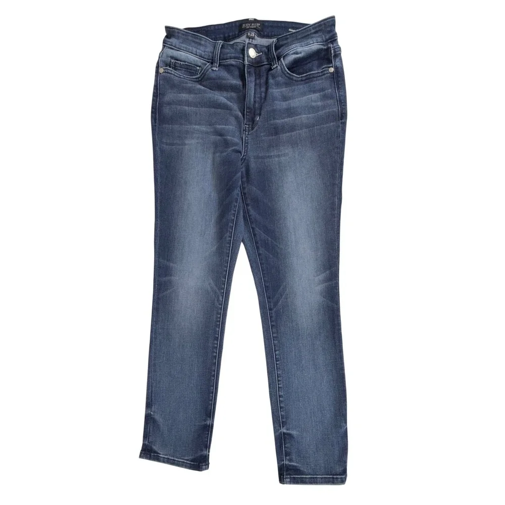 Judy Blue Skinny‎ Fit Capri Jeans 9/29 (28x27) Dark Wash Stretchy Mid Rise
